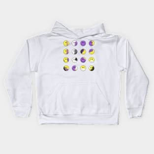 Mini Smiley Faces Bundle - Nonbinary Pride Kids Hoodie